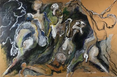 Картина под названием "Crucificxion" - Elisabeth Marcadet, Подлинное произведение искусства, Коллажи Установлен на Деревянна…