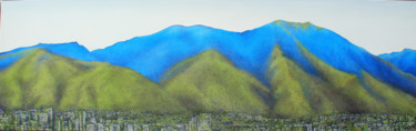 Painting titled "Avila en Verde y Az…" by Eli Pimentel, Original Artwork, Oil