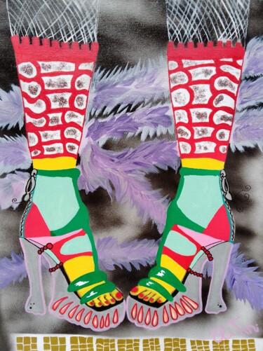 Malerei mit dem Titel "Lisa Simpson`s legs" von Eli Tin Art, Original-Kunstwerk, Acryl