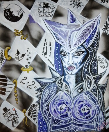 Schilderij getiteld "Chess Queen" door Eli Tin Art, Origineel Kunstwerk, Acryl