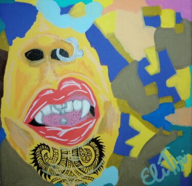 Malerei mit dem Titel "Face Artwork" von Eli Tin Art, Original-Kunstwerk, Acryl