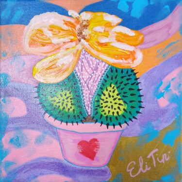 Painting titled "cactus number 1 sma…" by Eli Tin Art, Original Artwork, Acrylic