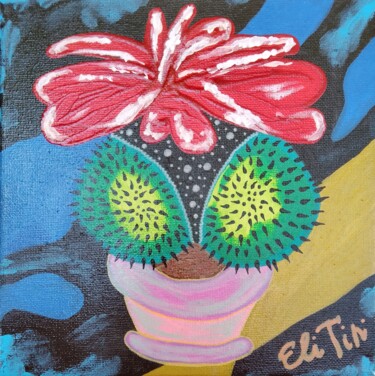 Painting titled "cactus number 3 sma…" by Eli Tin Art, Original Artwork, Acrylic