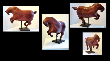 Sculpture titled "red-playing-horse" by Elia Debosschere, Original Artwork, Ceramics