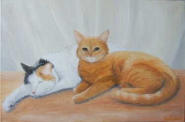 Painting titled "Soft kitty" by Elia Perkins, Original Artwork, Oil