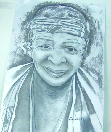 Painting titled "Coleçao Anciãs Afri…" by Eliana Limma, Original Artwork, Charcoal