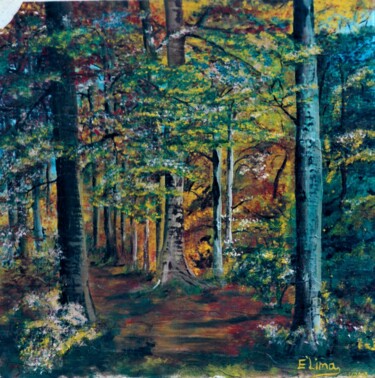 Peinture intitulée "O bosque" par Eliana Limma, Œuvre d'art originale, Huile