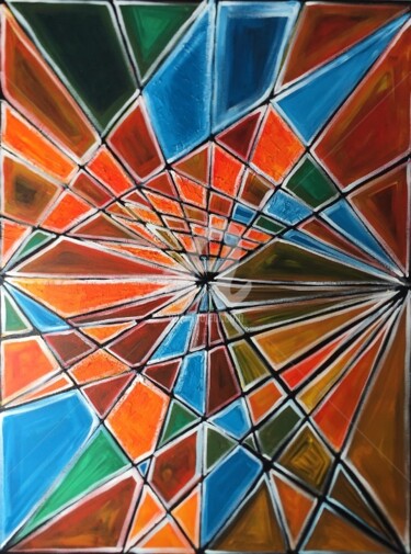Painting titled "Stained Glass" by Eliana Martínez, Original Artwork, Acrylic