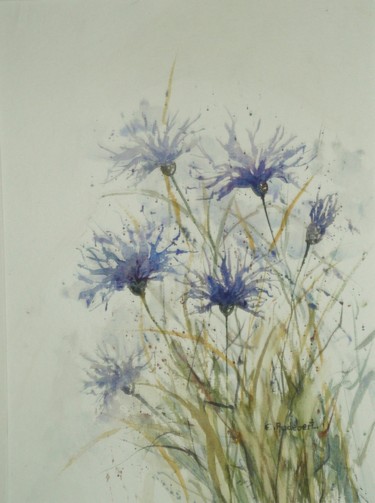 Pintura intitulada "Bleuets" por Eliane Audebert, Obras de arte originais, Aquarela