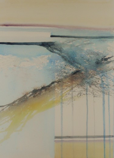 Malerei mit dem Titel "la mer, le sable,le…" von Eliane Audebert, Original-Kunstwerk, Aquarell