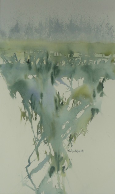 Malerei mit dem Titel "Etang d'Evol 2" von Eliane Audebert, Original-Kunstwerk, Aquarell