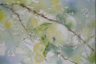 Peinture intitulée "Pommes" par Eliane Audebert, Œuvre d'art originale, Aquarelle