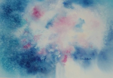 Картина под названием "Bouquet Bleu" - Eliane Audebert, Подлинное произведение искусства, Акварель