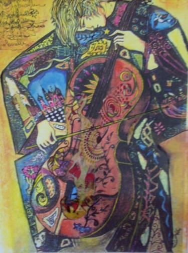 Pittura intitolato "La plainte du violo…" da Eliane Betton, Opera d'arte originale, Pastello