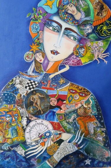 Картина под названием "Zodiak" - Eliane Betton, Подлинное произведение искусства, Масло Установлен на Деревянная рама для но…