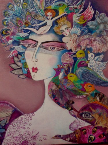 Painting titled "Elle Rosée Célèste…" by Eliane Betton, Original Artwork