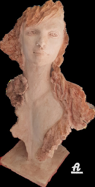 Sculptuur getiteld "Regarde moi" door Eliane Cartier, Origineel Kunstwerk, Terra cotta