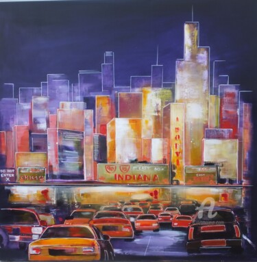 Painting titled "urban5-acrylique-10…" by Eliane Cartier, Original Artwork