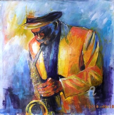 Painting titled "SAX" by Eliane Cartier, Original Artwork, Acrylic