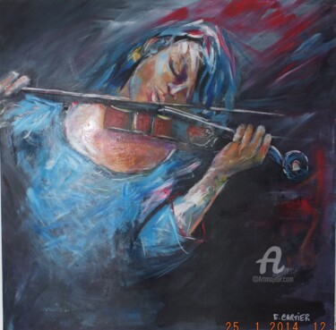 Painting titled "violoniste-acryliqu…" by Eliane Cartier, Original Artwork