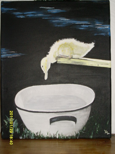 Peinture intitulée "mon-p-tit-canard-2.…" par Lil Création Peinture, Œuvre d'art originale