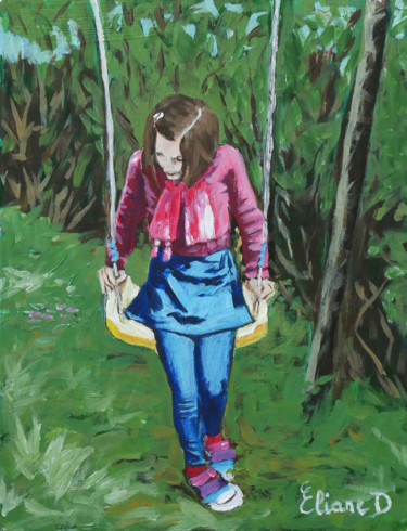 Schilderij getiteld "Liza ma petite fille" door Eliane Debard Arnould, Origineel Kunstwerk, Acryl