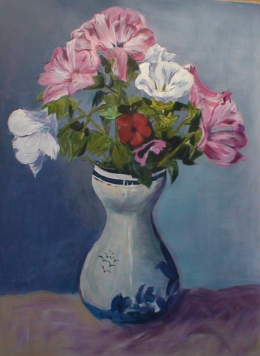 Ζωγραφική με τίτλο "Bouquet rose" από Eliane Debard Arnould, Αυθεντικά έργα τέχνης, Ακρυλικό