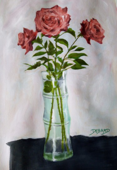 Peinture intitulée "Les roses de Danièl…" par Eliane Debard Arnould, Œuvre d'art originale, Acrylique