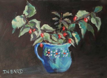 Painting titled "Le vieux pot bleu" by Eliane Debard Arnould, Original Artwork, Acrylic