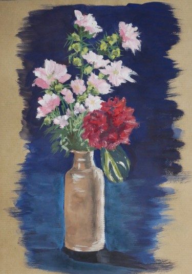 Peinture intitulée "Bouquet rose - natu…" par Eliane Debard Arnould, Œuvre d'art originale, Gouache