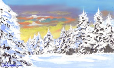Картина под названием "Paysage d'hiver" - Eliane Debard Arnould, Подлинное произведение искусства, Гуашь