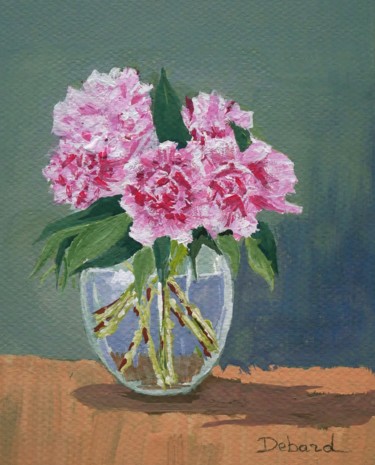 Peinture intitulée "Pivoines" par Eliane Debard Arnould, Œuvre d'art originale, Gouache