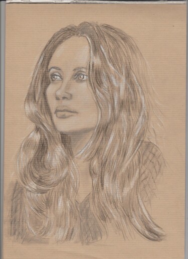 Drawing titled "Portrait de l'actri…" by Eliane Debard Arnould, Original Artwork, Pencil