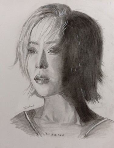 Dessin intitulée "Actrice  Kim He-Sun" par Eliane Debard Arnould, Œuvre d'art originale, Crayon