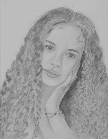 Drawing titled "Yasmine" by Eliane Debard Arnould, Original Artwork, Pencil