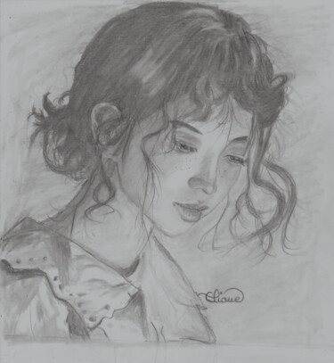 Drawing titled "Jeune fille asiatiq…" by Eliane Debard Arnould, Original Artwork, Graphite