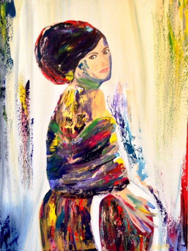 Painting titled "Woman Of Many Color…" by Eliane Ellie, Original Artwork, Oil
