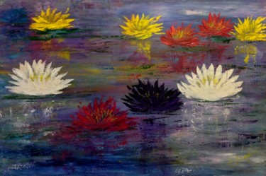 Painting titled "Water Lilies- Impre…" by Eliane Ellie, Original Artwork, Oil