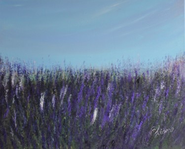 Painting titled "Lavender Field Over…" by Eliane Ellie, Original Artwork, Oil