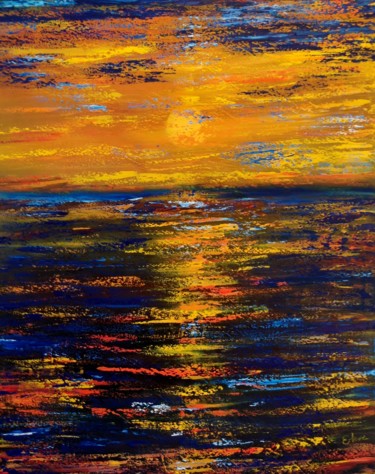 Painting titled "Sunset from Dorset" by Eliane Ellie, Original Artwork, Oil