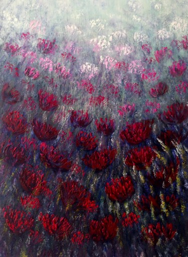 Painting titled "Flowers Field from…" by Eliane Ellie, Original Artwork, Oil