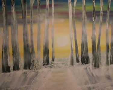 Painting titled "Snow Forest - SOLD" by Eliane Ellie, Original Artwork, Oil