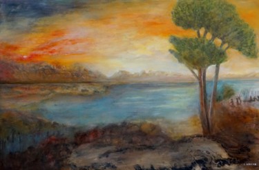 Peinture intitulée "Les pins" par Libera, Œuvre d'art originale, Huile