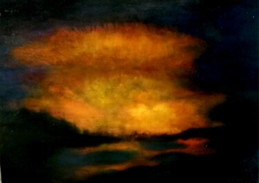Peinture intitulée "le feu du ciel" par Libera, Œuvre d'art originale, Huile