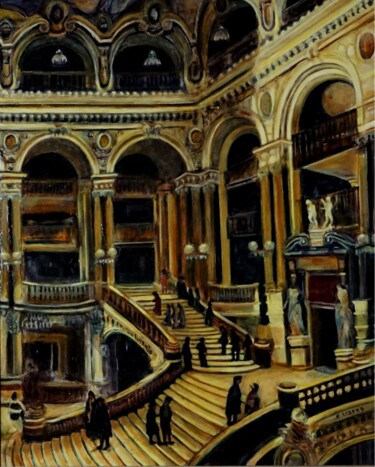 Картина под названием "Opéra Garnier" - Libera, Подлинное произведение искусства, Масло