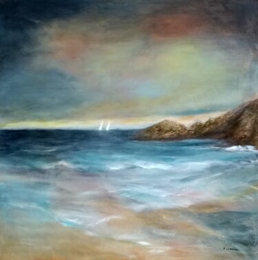 Peinture intitulée "marée haute" par Libera, Œuvre d'art originale, Huile