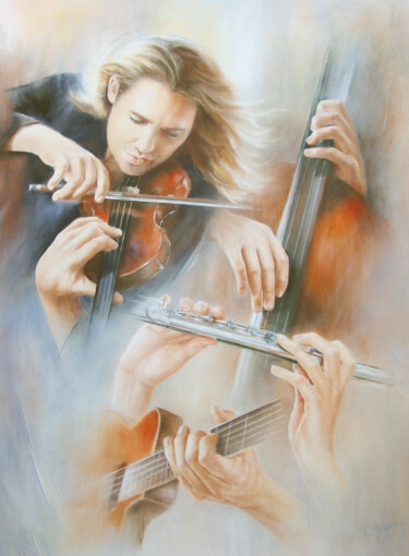 Schilderij getiteld "Au coeur de la musi…" door Eliane Marque, Origineel Kunstwerk, Pastel