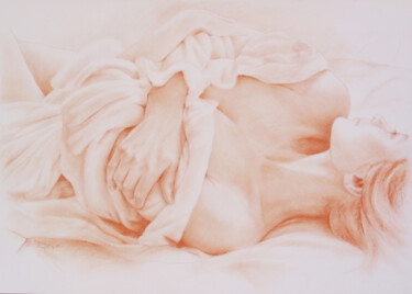 Drawing titled "Et le rêve..." by Eliane Marque, Original Artwork, Pencil Mounted on Cardboard