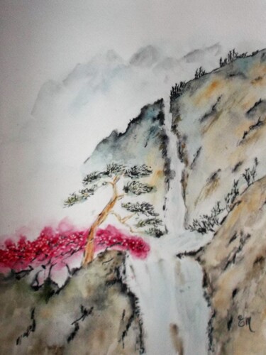 Painting titled "PAYSAGE DE CHINE aq…" by Eliane Morvan (CREADELI  "les petits bonheurs d'Eli"), Original Artwork, Watercolor