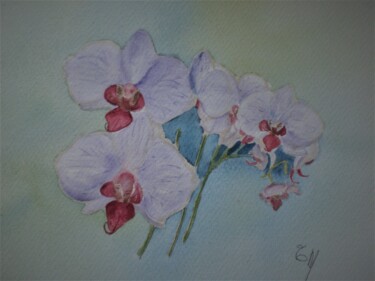 Schilderij getiteld "ORCHIDEES  Aquarell…" door Eliane Morvan (CREADELI  "les petits bonheurs d'Eli"), Origineel Kunstwerk,…